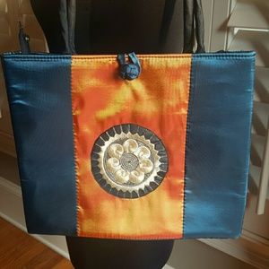 Beautiful Teal Green & Burnt Peach color Tote